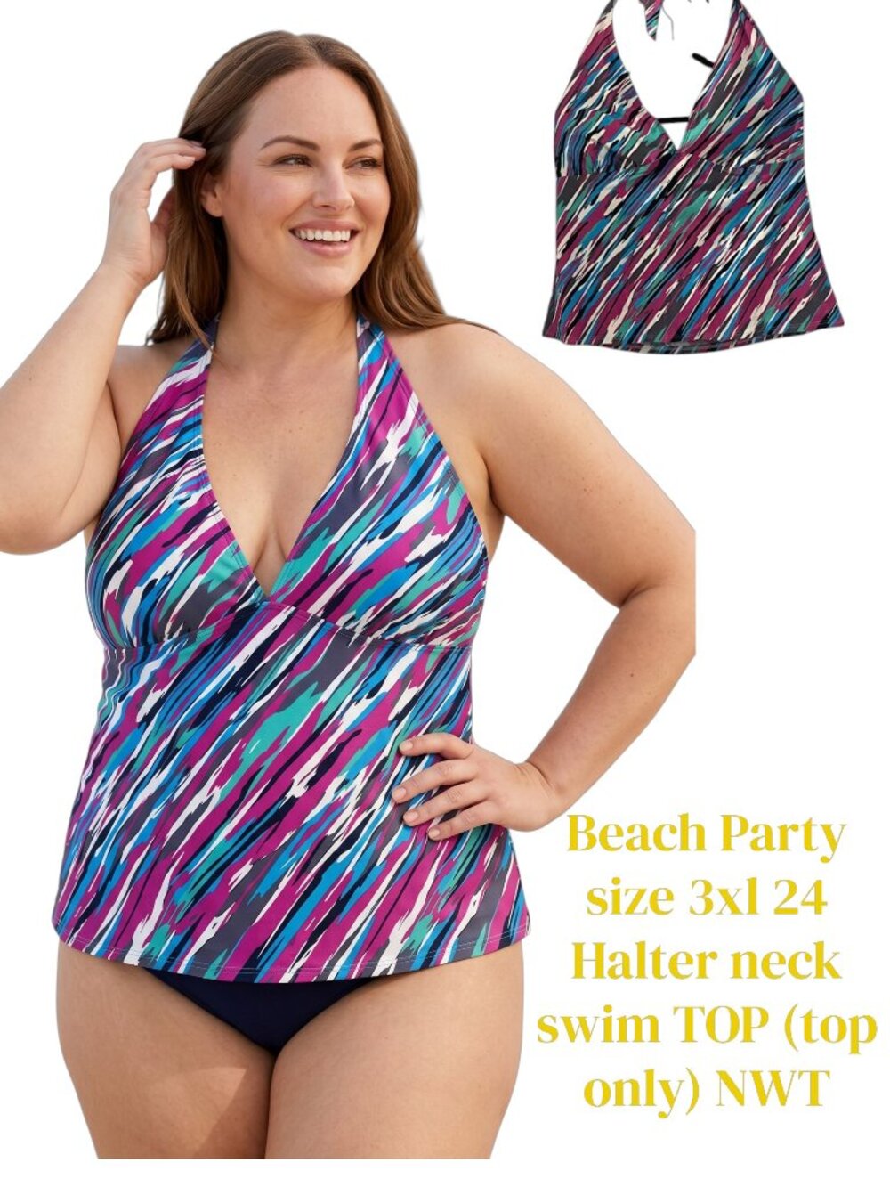 Beach Party Swim Top Plus size 24